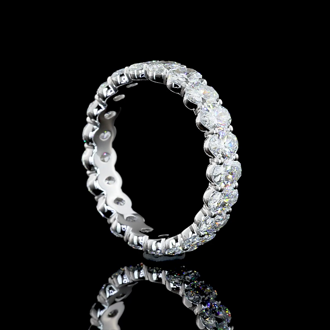 Lab-Grown 2.96 Carat Oval E-VS Diamond 14K White Gold Eternity Band Eternity Band