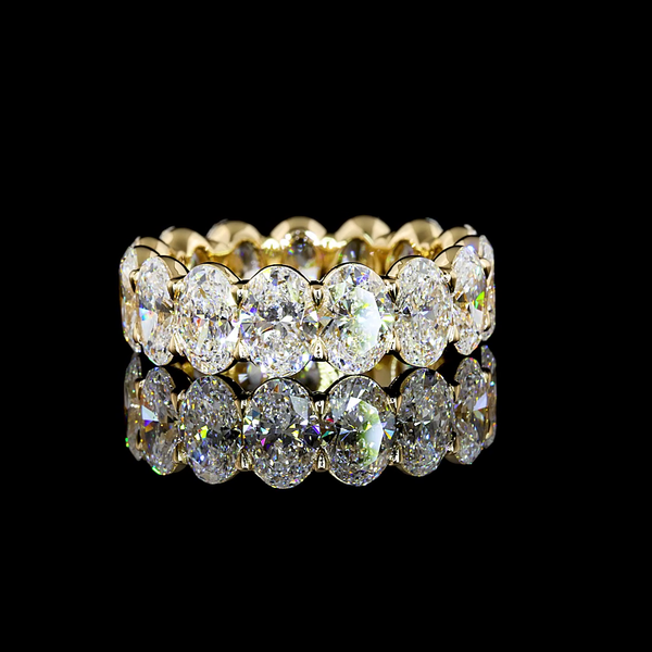 Lab-Grown 6.64 Carat Oval E-VS Diamond 14K Yellow Gold Eternity Band Eternity Ba