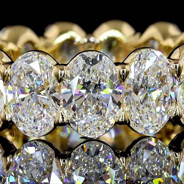 Lab-Grown 6.64 Carat Oval E-VS Diamond 14K Yellow Gold Eternity Band Eternity Ba