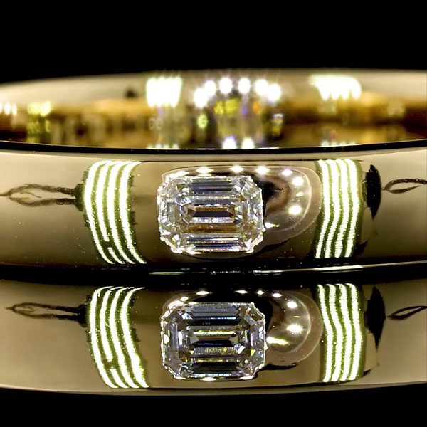 Lab-Grown 0.34 Carat Emerald E-VS Diamond 14K Yellow Gold 3/4 Band Eternity Band