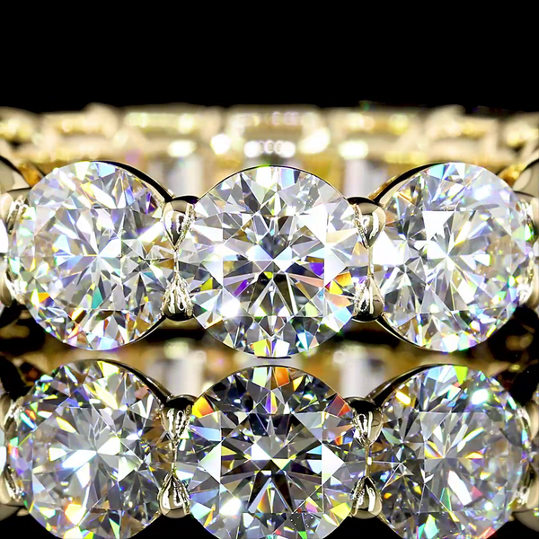 Lab-Grown 10.72 Carat Emerald E-VS Diamond 14K Yellow Gold Eternity Band Eternit