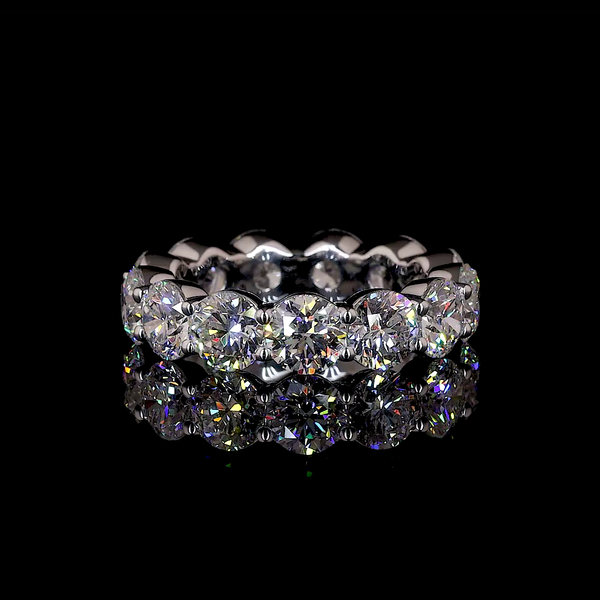 Lab-Grown 7.32 Carat Round D-VVS2 Diamond 14K White Gold Eternity Band Eternity 