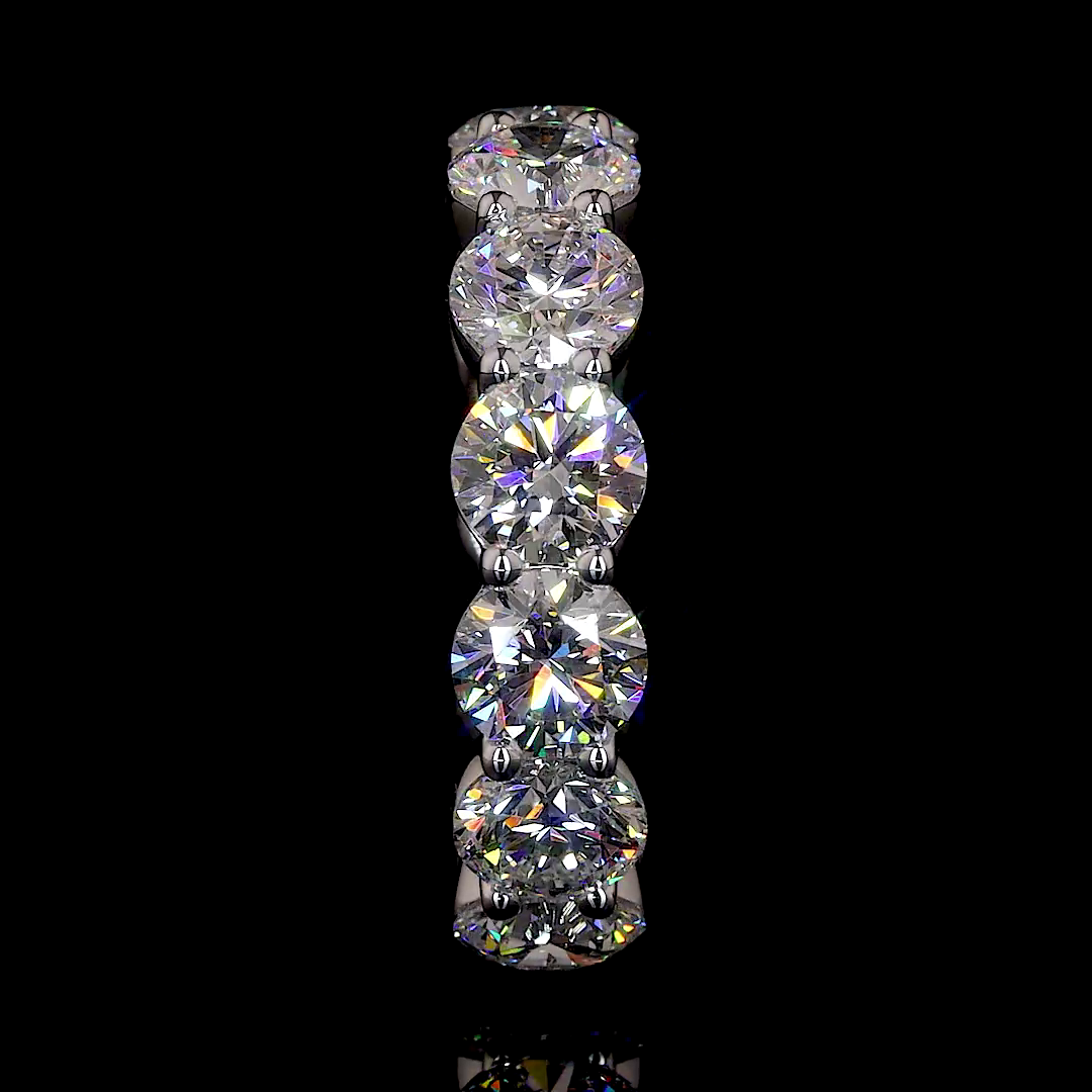 Lab-Grown 7.32 Carat Round D-VVS2 Diamond 14K White Gold Eternity Band Eternity 