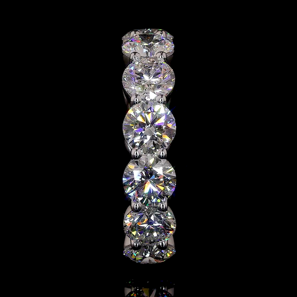 Lab-Grown 7.32 Carat Round D-VVS2 Diamond 14K White Gold Eternity Band Eternity 