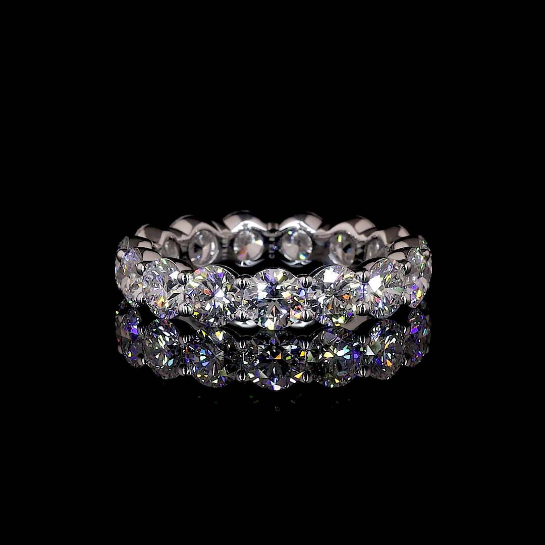 Lab-Grown 4.61 Carat Round E-VVS2 Diamond 14K White Gold Eternity Band Eternity 