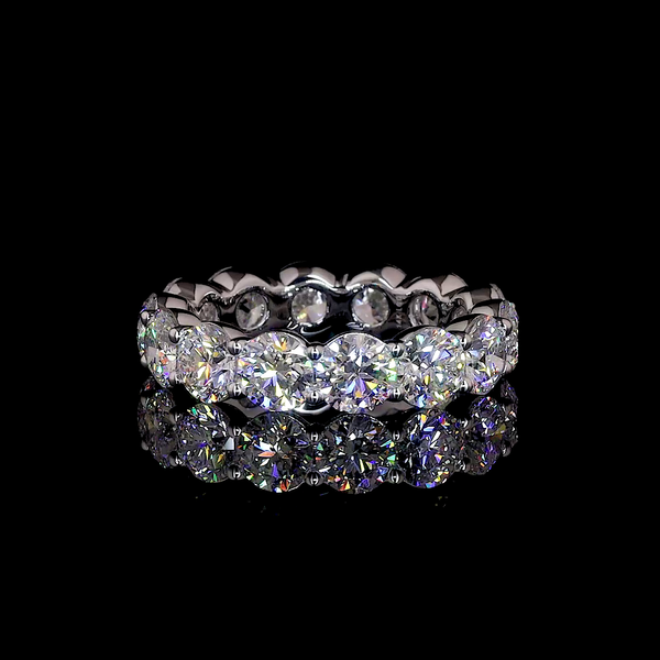 Lab-Grown 5.56 Carat Round D-VVS2 Diamond 14K White Gold Eternity Band Eternity 