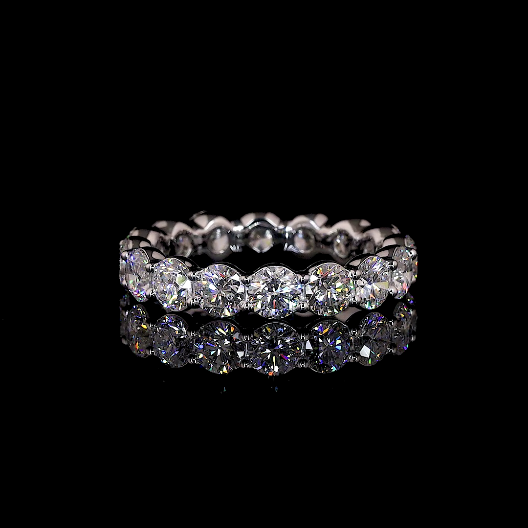 Lab-Grown 3.37 Carat Round E-VS1 Diamond 14K White Gold Eternity Band Eternity B