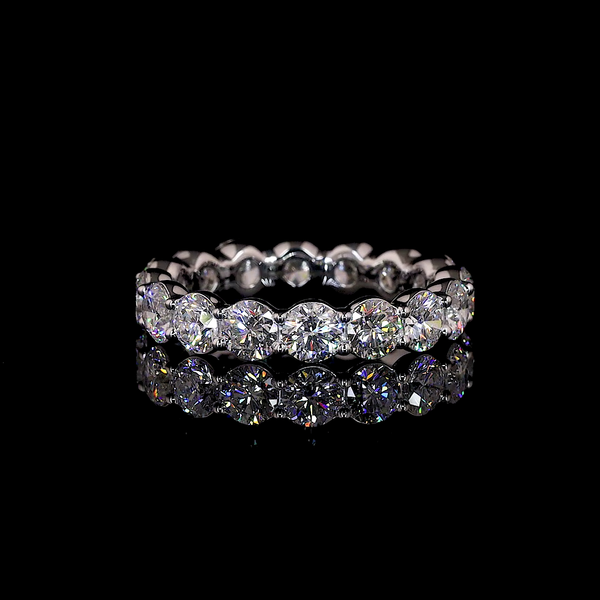 Lab-Grown 3.37 Carat Round E-VS1 Diamond 14K White Gold Eternity Band Eternity B