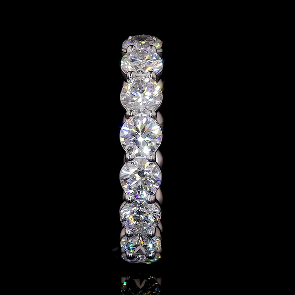 Lab-Grown 3.37 Carat Round E-VS1 Diamond 14K White Gold Eternity Band Eternity B