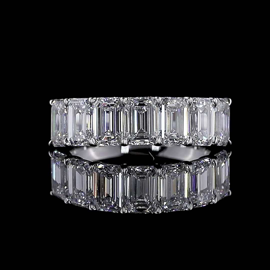 Lab-Grown 3.26 Carat Emerald E-VS1 Diamond 14K White Gold Half Eternity Eternity