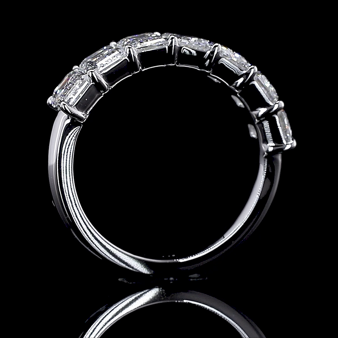 Lab-Grown 3.26 Carat Emerald E-VS1 Diamond 14K White Gold Half Eternity Eternity