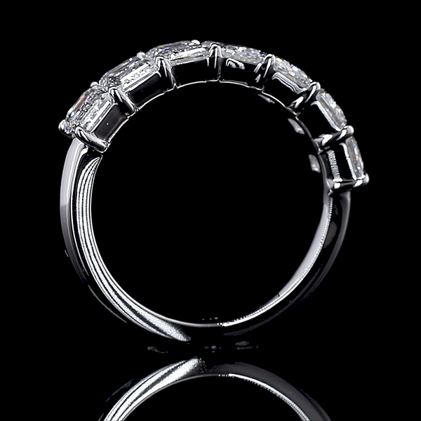Lab-Grown 3.26 Carat Emerald E-VS1 Diamond 14K White Gold Half Eternity Eternity