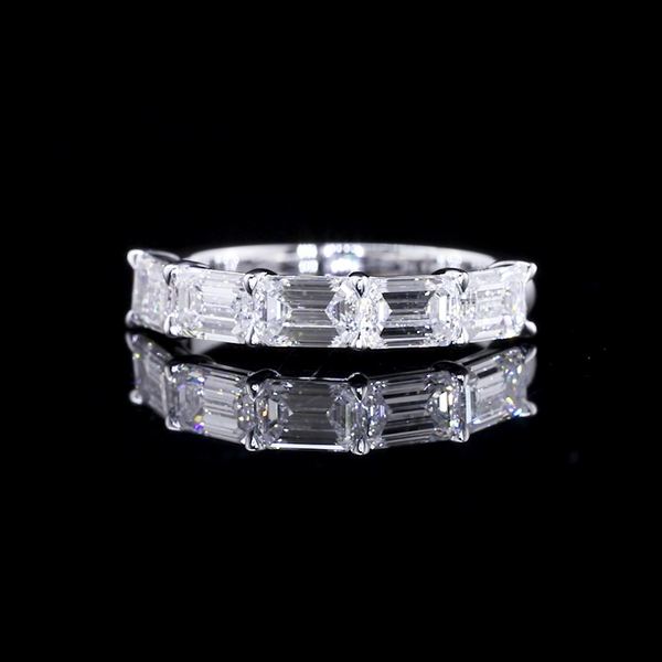 Lab-Grown 2.01 Carat Emerald E-VVS2 Diamond 14K White Gold 5 Stones Eternity Ban