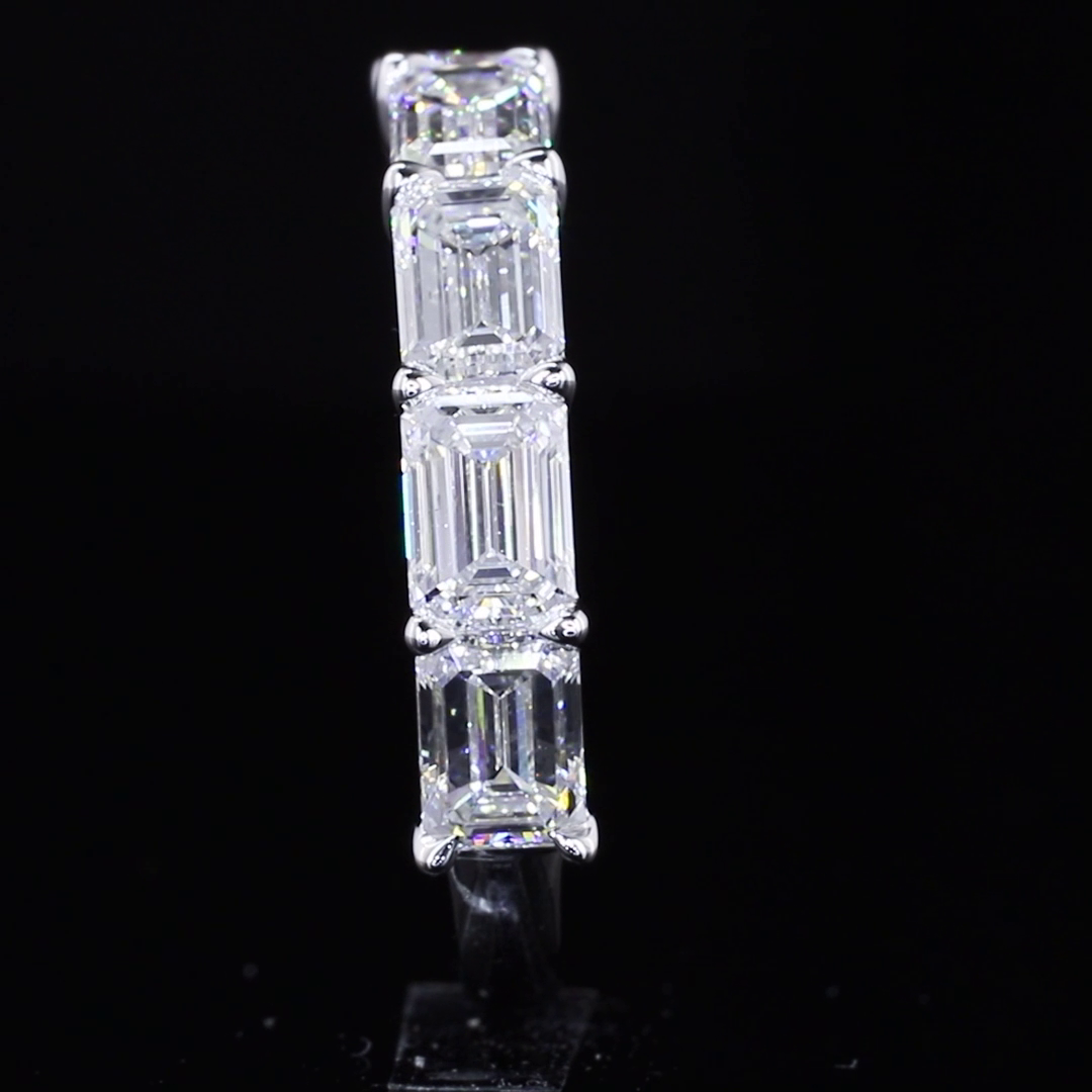 Lab-Grown 2.01 Carat Emerald E-VVS2 Diamond 14K White Gold 5 Stones Eternity Ban