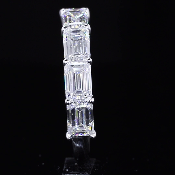 Lab-Grown 2.01 Carat Emerald E-VVS2 Diamond 14K White Gold 5 Stones Eternity Ban