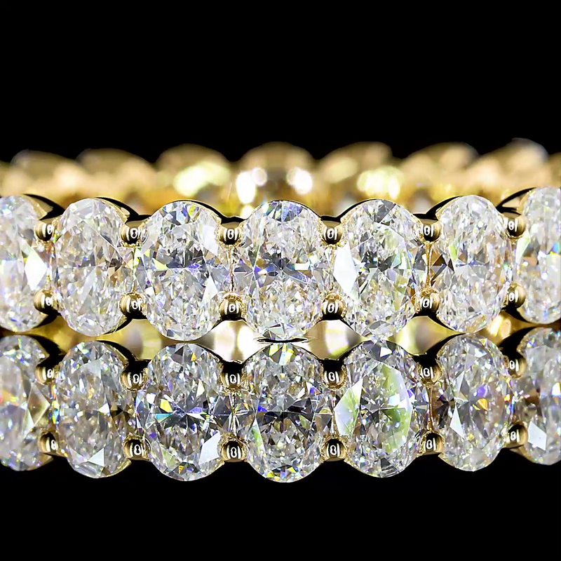 Lab-Grown 2.29 Carat Oval E-VS1 Diamond 18K Yellow Gold Eternity Band Eternity Band