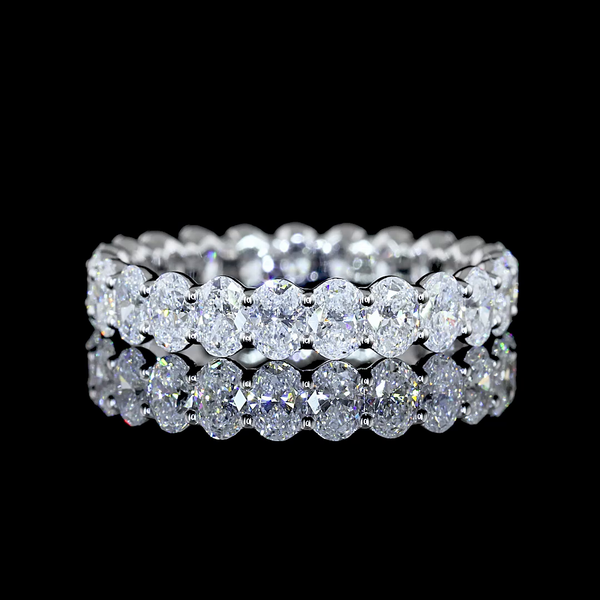 Lab-Grown 2.28 Carat Oval E-VS Diamond 18K White Gold Eternity Band Eternity Ban