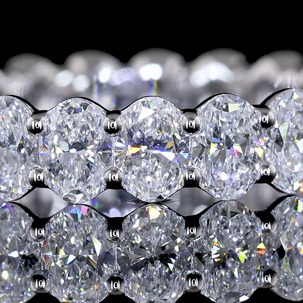 Lab-Grown 2.28 Carat Oval E-VS Diamond 18K WG Eternity Band Eternity Band Ring