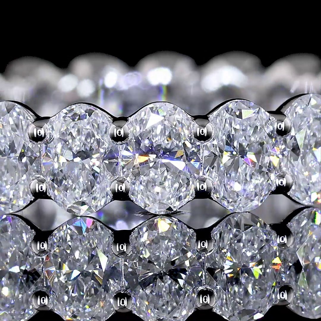 Lab-Grown 2.28 Carat Oval E-VS Diamond 18K White Gold Eternity Band Eternity Ban