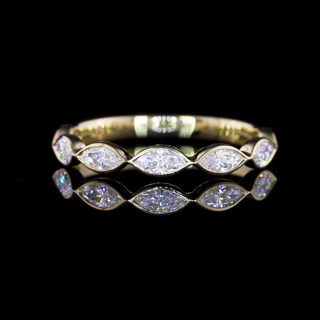 Lab-Grown 0.61 Carat Marquise D-VVS2 Diamond 14K Yellow Gold Half Eternity Etern