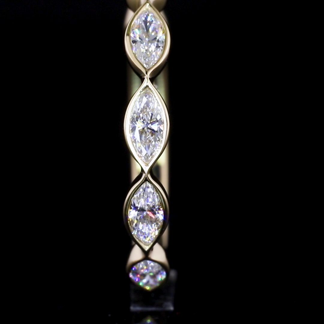 Lab-Grown 0.61 Carat Marquise D-VVS2 Diamond 14K Yellow Gold Half Eternity Etern