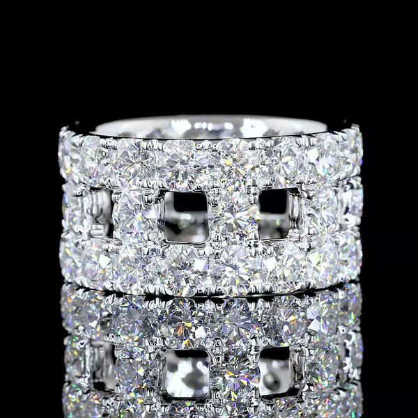 Lab-Grown 7.28 Carat Round E-VS Diamond 14K White Gold Eternity Band Eternity Ba