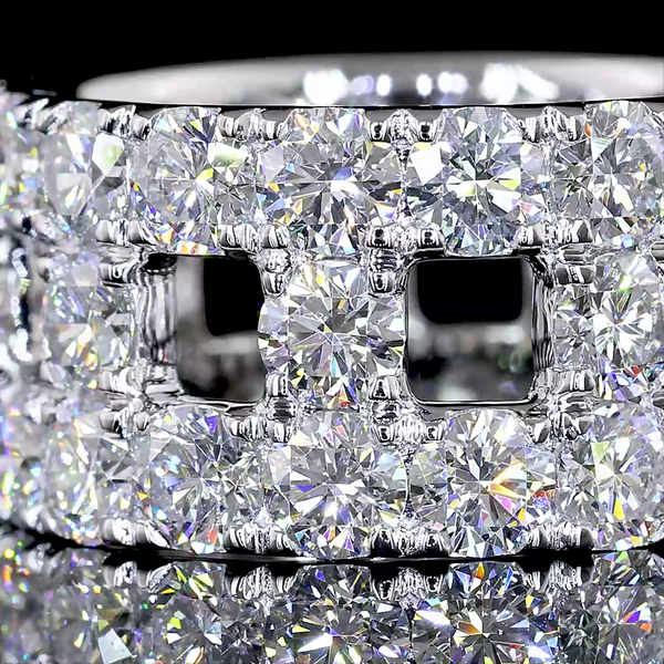 Lab-Grown 7.28 Carat Round E-VS Diamond 14K White Gold Eternity Band Eternity Ba