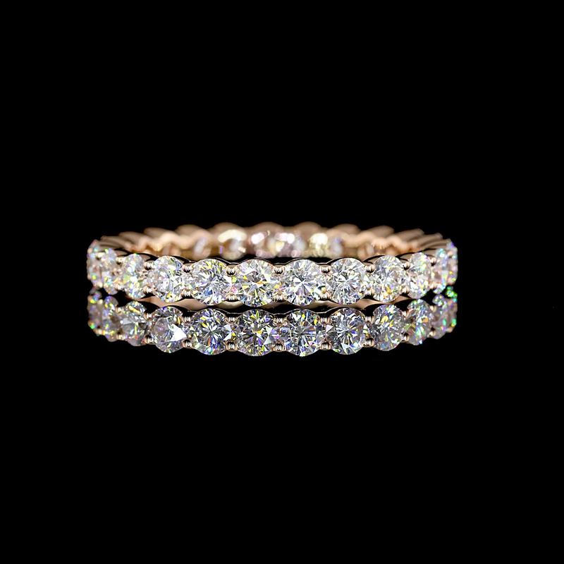 Lab-Grown 1.32 Carat Round E-VS Diamond 14K Rose Gold Eternity Band Eternity Band