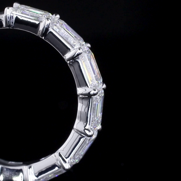 Lab-Grown 2.48 Carat Emerald F-VS1 Diamond 14K White Gold Half Eternity Eternity