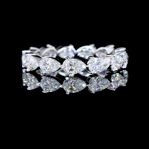 Lab-Grown 1.97 Carat Pear E-VS Diamond 14K White Gold Eternity Band Eternity Ban