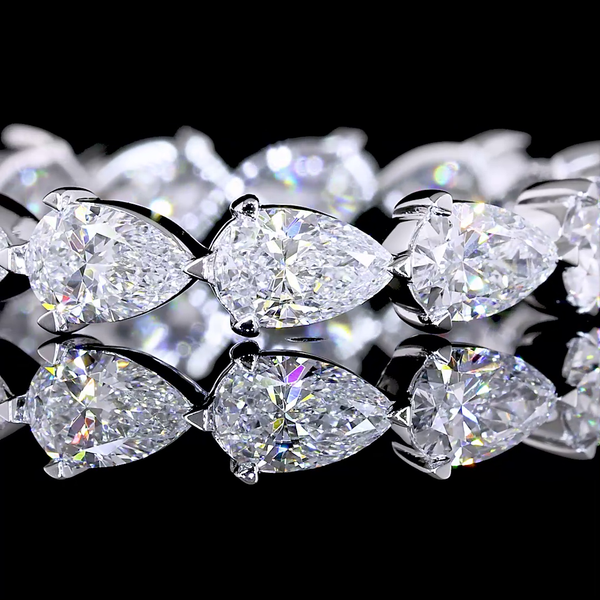 Lab-Grown 1.97 Carat Pear E-VS Diamond 14K White Gold Eternity Band Eternity Ban