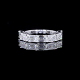 Lab-Grown 3.51 Carat Emerald D-VS1 Diamond 14K White Gold Half Eternity Eternity Band