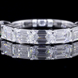 Lab-Grown 3.51 Carat Emerald D-VS1 Diamond 14K White Gold Half Eternity Eternity Band