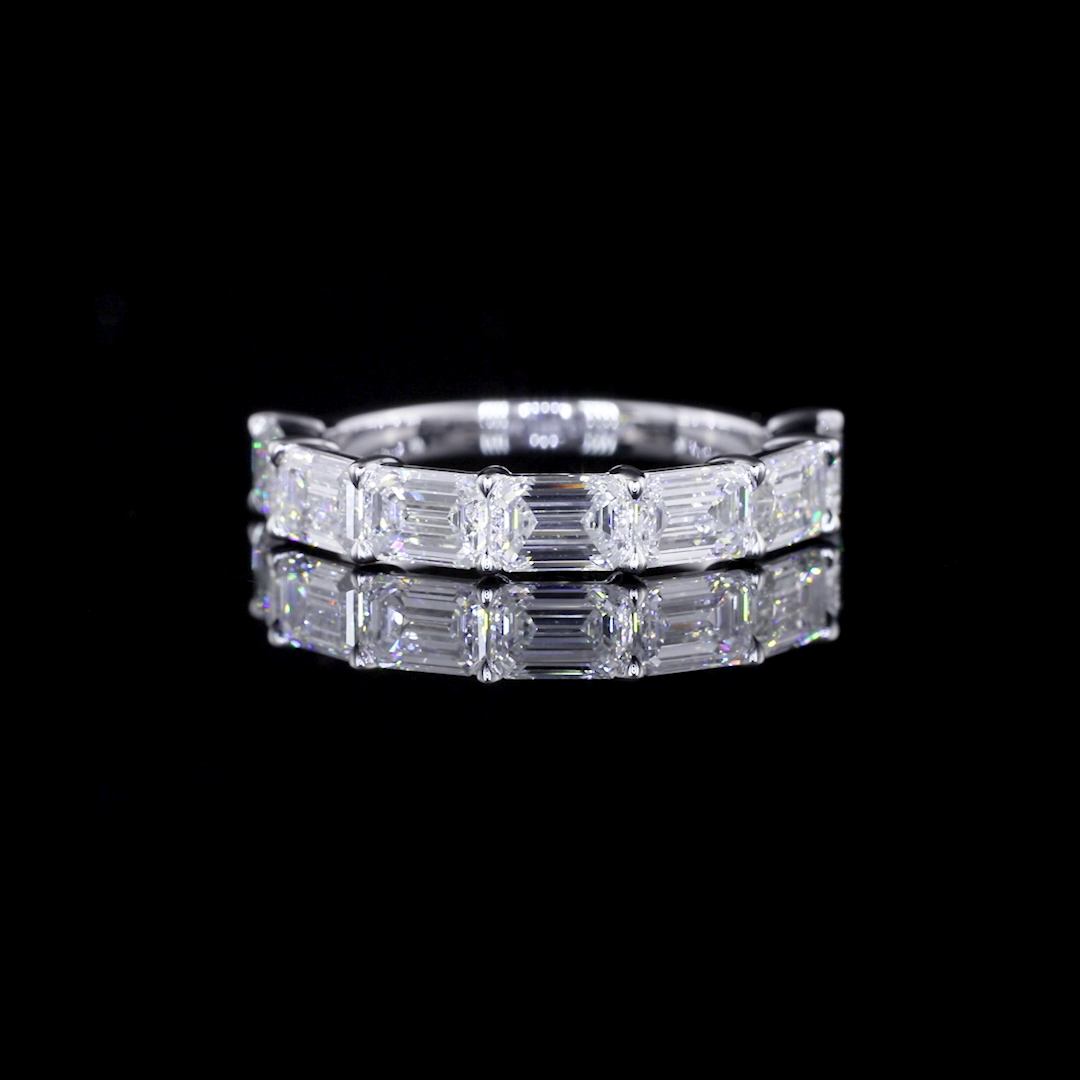 Lab-Grown 2.86 Carat Emerald F-VS1 Diamond 14K White Gold Half Eternity Eternity