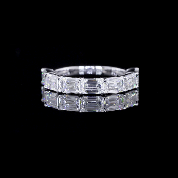 Lab-Grown 2.58 Carat Emerald E-VS1 Diamond 14K White Gold Half Eternity Eternity Band