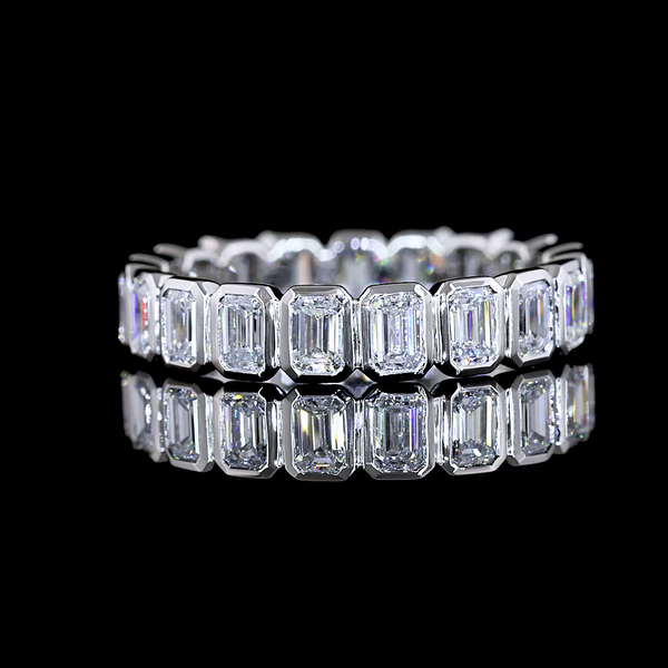 Lab-Grown 1.85 Carat Emerald F-VS2 Diamond Platinum Eternity Band Eternity Band