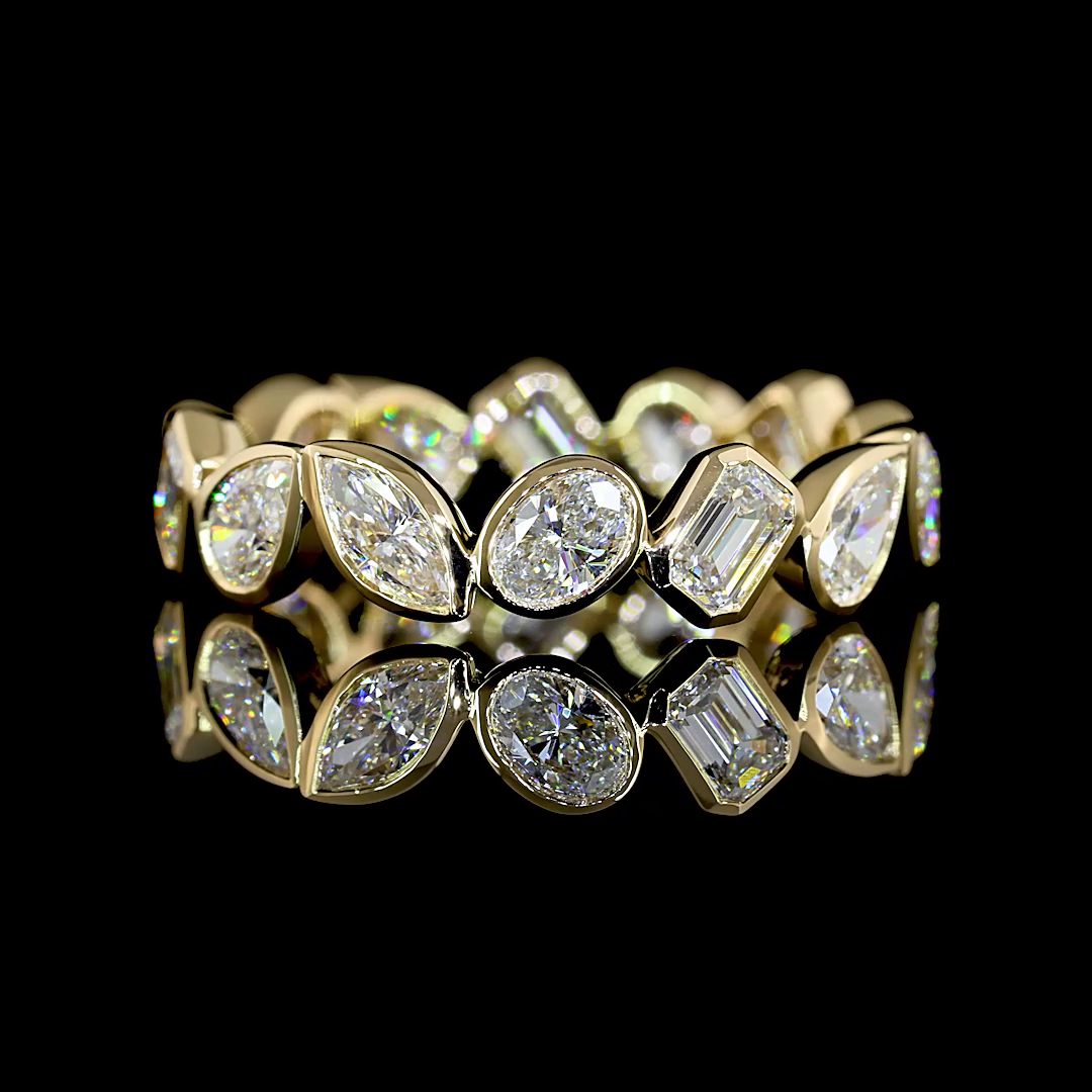Lab-Grown 2.09 Carat MIX E-VS Diamond 14K Yellow Gold Eternity Band