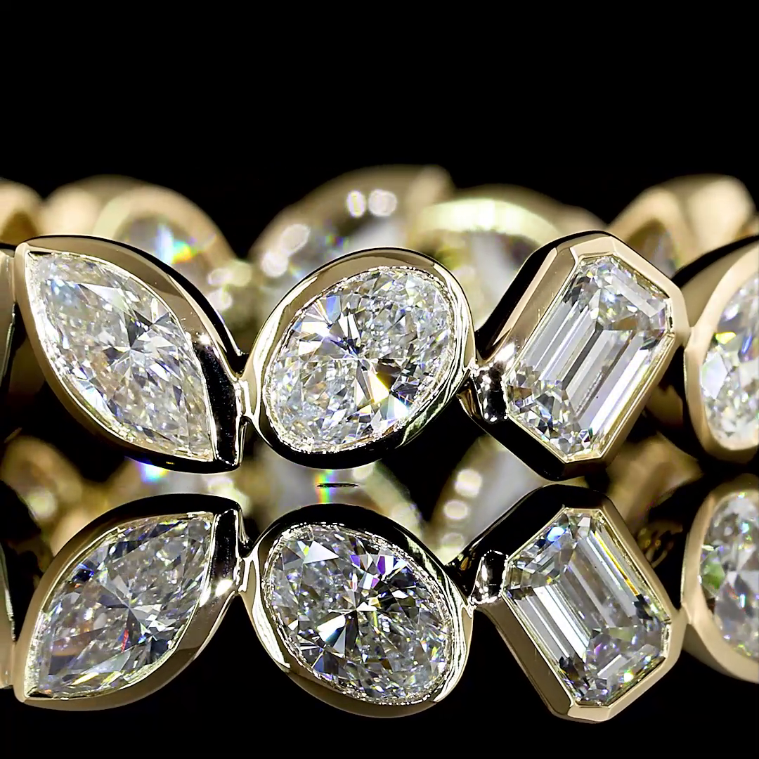 Lab-Grown 2.09 Carat MIX E-VS Diamond 14K Yellow Gold Eternity Band