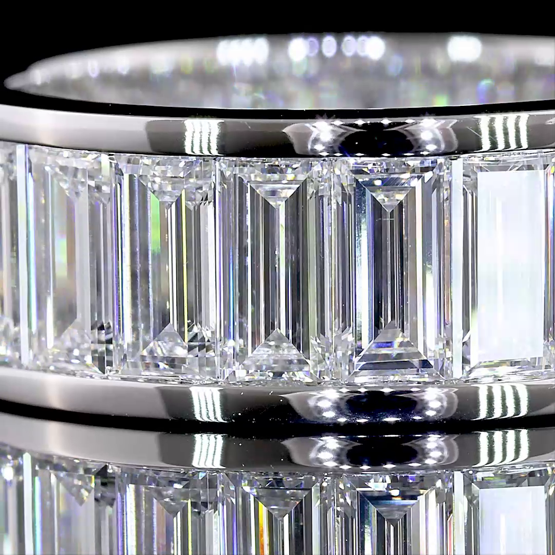 Lab-Grown 6.07 Carat Baguette E-VS Diamond 14K White Gold Eternity Band Eternity