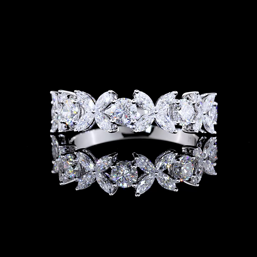 Lab-Grown 1.32 Carat Marquise E-F-VS Diamond 14K White Gold Half Eternity Band