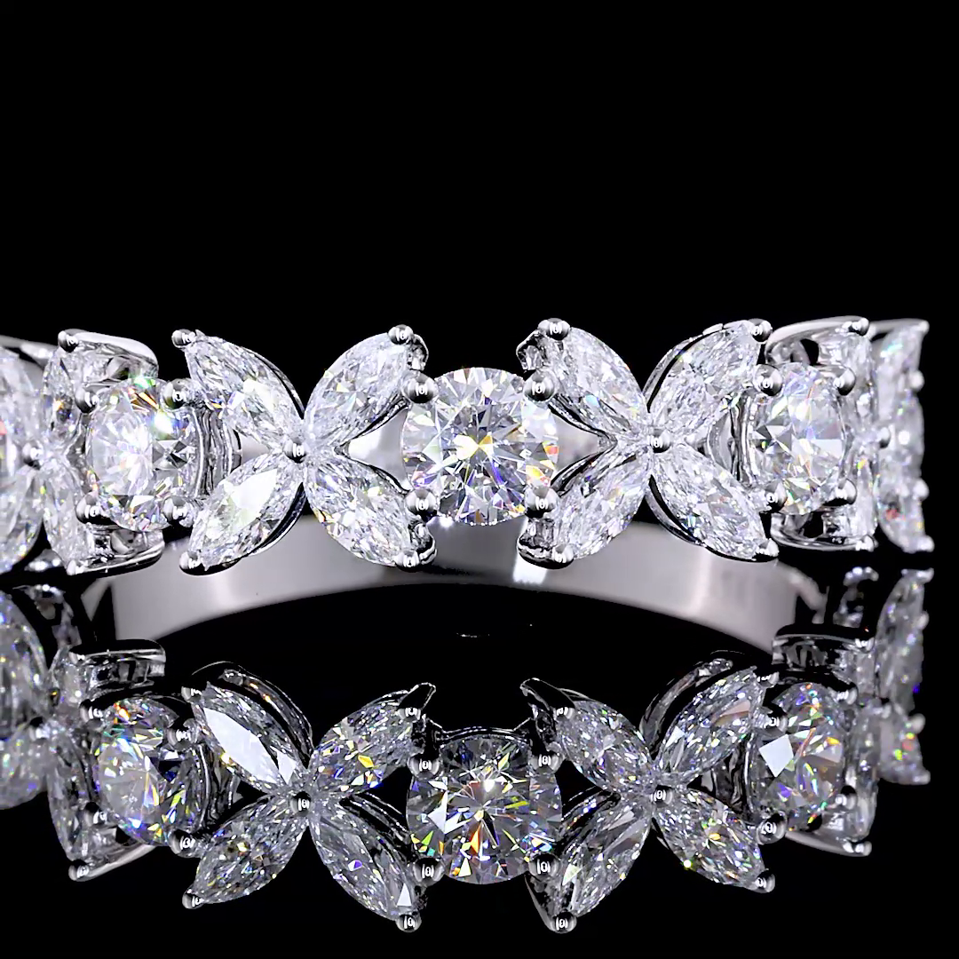 Lab-Grown 1.32 Carat Marquise E-F-VS Diamond 14K White Gold Half Eternity Band