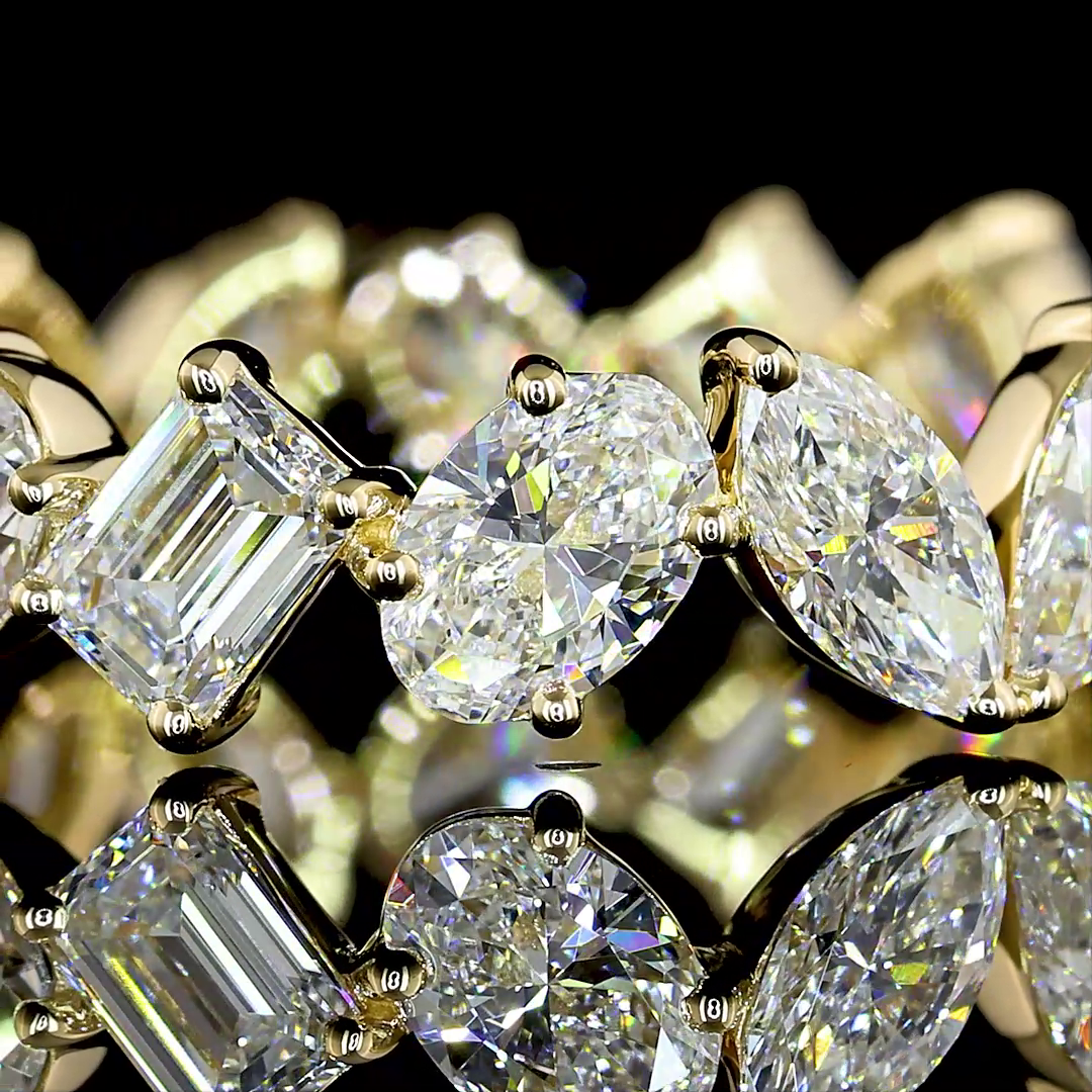 Lab-Grown 3.09 Carat Pear E-VS Diamond 14K Yellow Gold Eternity Band Eternity Ba