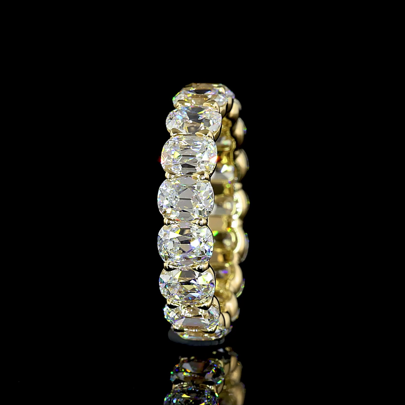 Lab-Grown 5.82 Carat Antique Cushion E-VS Diamond 14K Yellow Gold Eternity Band Eternity Band