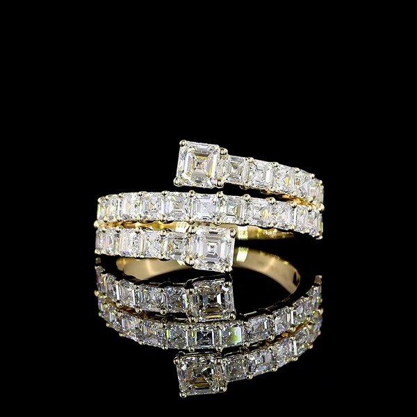 Lab-Grown 2.68 Carat Asscher E-VS Diamond 14K Yellow Gold Special Eternity Band