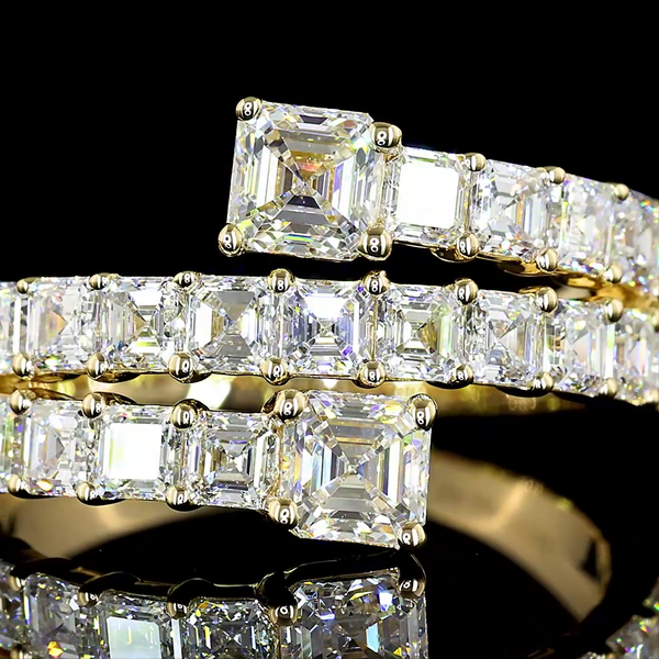 Lab-Grown 2.68 Carat Asscher E-VS Diamond 14K Yellow Gold Special Eternity Band