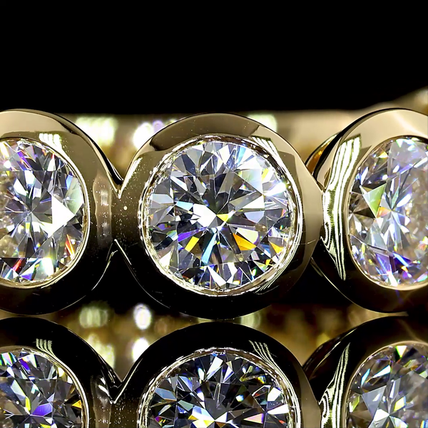 Lab-Grown 4.02 Carat Round E-VS Diamond 14K Yellow Gold 3/4 Band Eternity Band