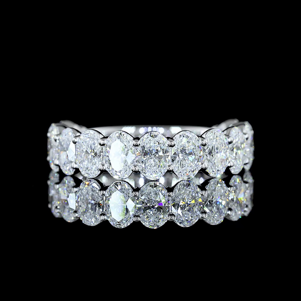 Lab-Grown 2.81 Carat Oval E-VS Diamond 14K White Gold 3/4 Band Eternity Band