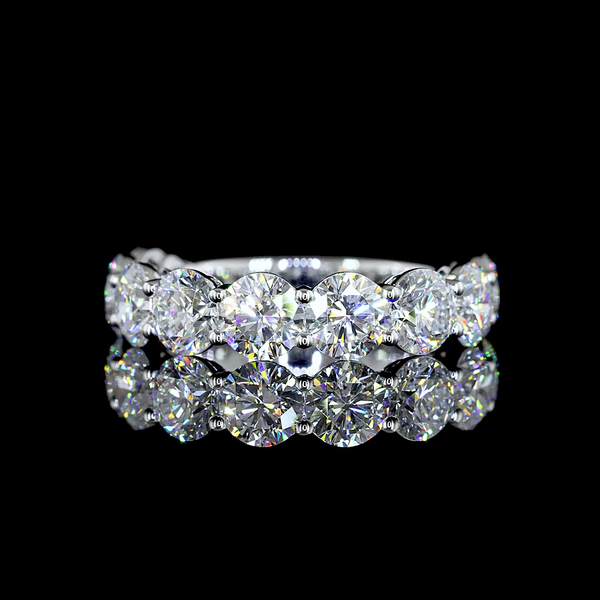 Lab-Grown 3.97 Carat Round E-VS2 Diamond 14K White Gold Half Eternity Eternity B