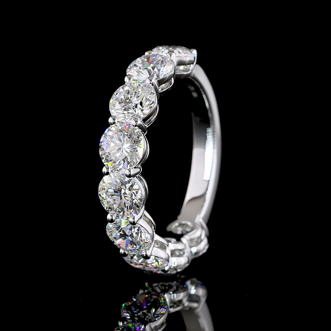 Lab-Grown 3.97 Carat Round E-VS2 Diamond 14K White Gold Half Eternity Eternity B