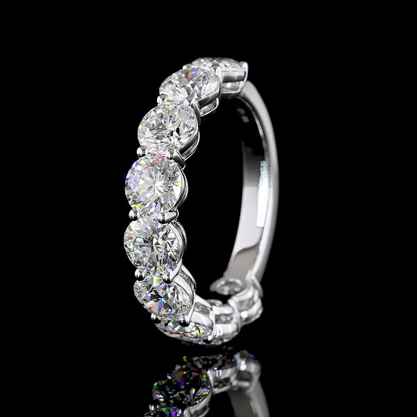 Lab-Grown 3.97 Carat Round E-VS2 Diamond 14K White Gold Half Eternity Eternity B